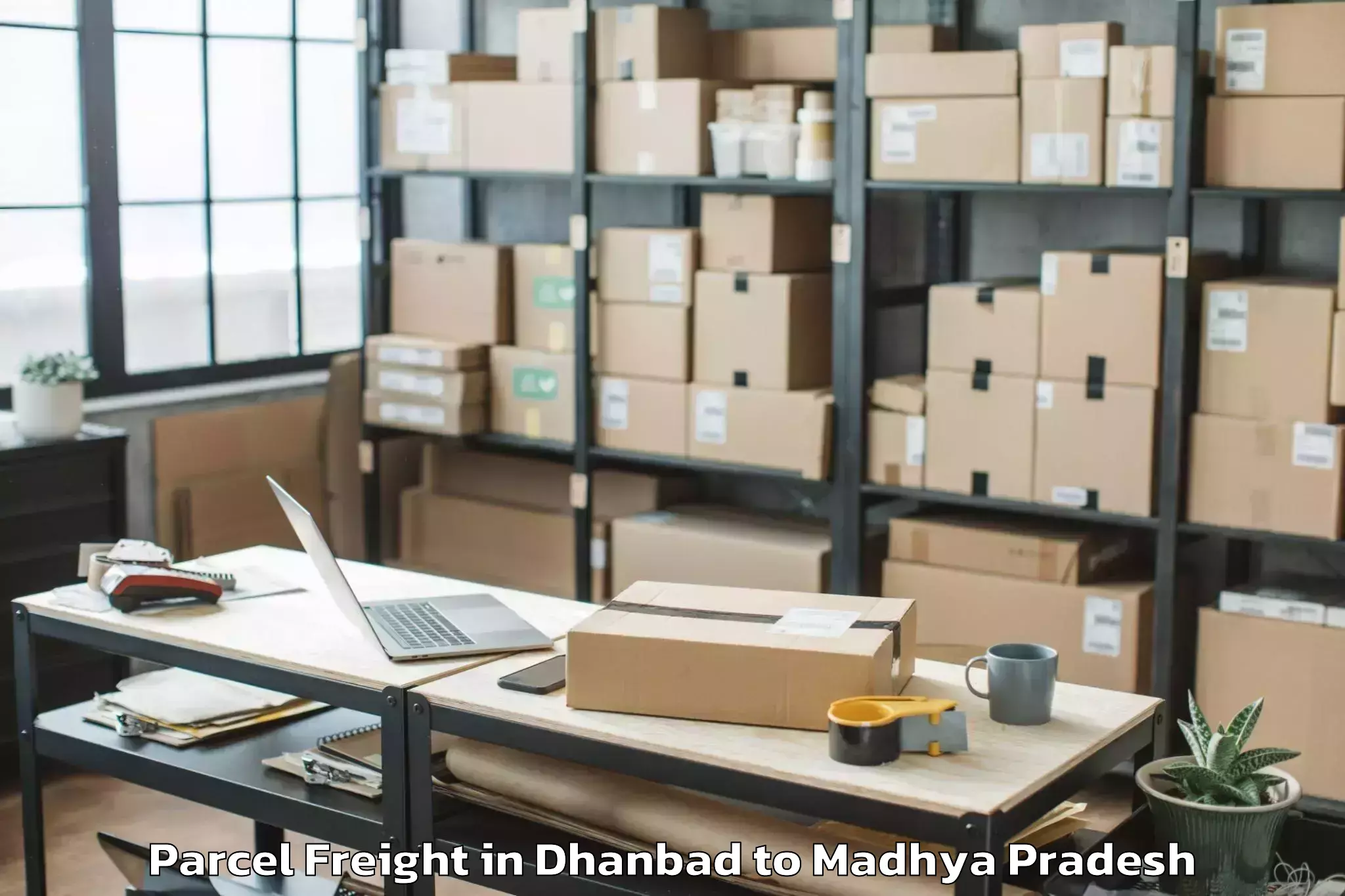 Easy Dhanbad to Vikram University Ujjain Parcel Freight Booking